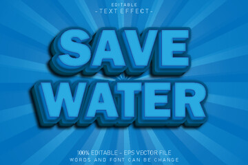 Save Water Editable Text Effect Emboss Cartoon Style