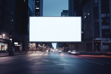 An empty billboard on a city street.