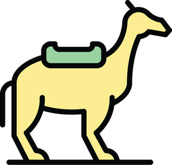 Desert camel icon outline vector. Arabian animal. Africa culture color flat