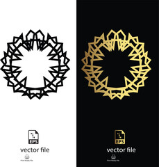golden & black mandala design vector