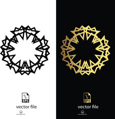 golden & black mandala design vector