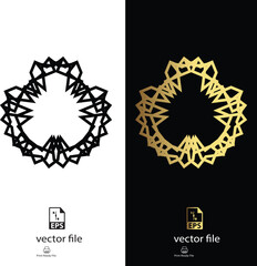 golden & black mandala design vector