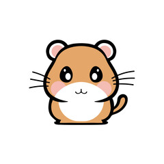 Cute baby hamster, funny flat design pet vector clip art illustration. isolated on a white background