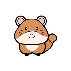 Cute baby hamster, funny flat design pet vector clip art illustration. isolated on a white background
