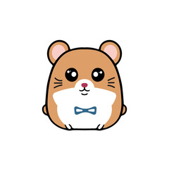 Cute baby hamster, funny flat design pet vector clip art illustration. isolated on a white background