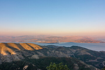 Amazing view from the top of Pantokrator mountain in Corfu, Greece