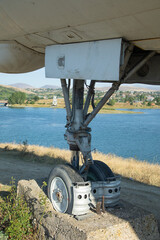 View of old abandoned plane tire.