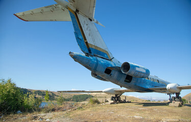 View of old abandoned plane in outdoors.