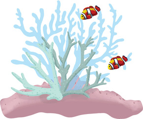 Fototapeta na wymiar Illustrative coral reef with fish