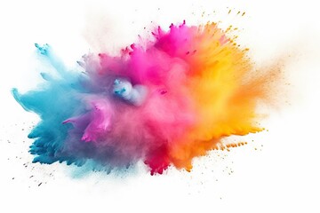 Fototapeta premium paint particles white colourful Launched colours dust texture explosion background watercolor Color background Multi colorful cloud color abstract white grung splash isolated powder background blue