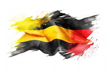 hand brush flag design german stripes isolated drawn painting blown drawing wind watercolor Art german background brush isolated countr flag background white texture Germany watercolor paint banner