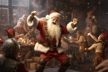 Santa Claus Dancing Joyfully With
