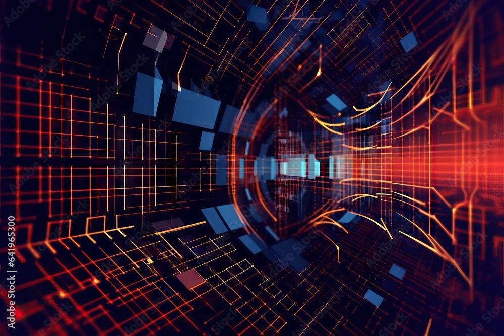 Poster digital background o cyberspace mesh pattern y futuristic y red design lineas web fondo cloud geomet
