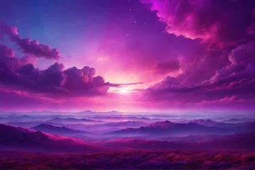Foto op Plexiglas Purple Sky Background, Purple Night Sky Background, Purple Sky Wallpaper, Purple Sky Landscape, Purple Sky, AI Generative © Forhadx5