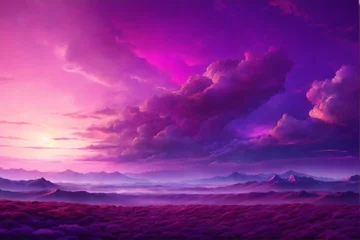 Foto op Plexiglas Purple Sky Background, Purple Night Sky Background, Purple Sky Wallpaper, Purple Sky Landscape, Purple Sky, AI Generative © Forhadx5
