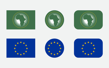 european union and african union flags. flags of european union and african union illustration.