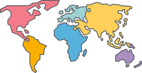 world map infographic jigsaw Flat Line