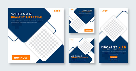 Health Webinars Social Media Post for Online Marketing Promotion Banner, Story and Web Internet Ads Flyer