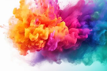 Obraz premium fantasy isolated Explosion blue colourful flow pastel rainbow Water orange abstract explosion ink art Rainbow background water Acrylic colours purple smoke red acrylic yellow Color Ink macro green