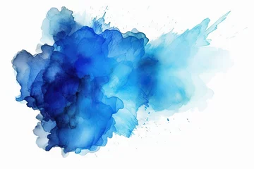 Keuken spatwand met foto vibrant laundered aquarelle cobalt water white brush wet ink blob paint isolated blotch stroke Vivid aquarelle watercolor blue art blotch watercolor bright blue stain stain watercolor artwork cyan © sandra