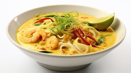 Curry laksa in white background