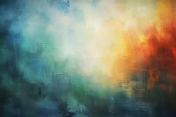 Zelfklevend Fotobehang design colours painting mood artistic dreamy blank graphic texture background spotlight texture artwork abstract paint grimy painting bright textured grat grunge abstract background colourful moody © sandra
