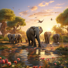 Heartwarming Photo of the Animals A Beautiful Scene Featuring a Diverse Group of Animals