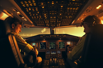 cockpit of a plane with a view of the road and the city