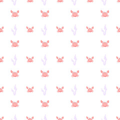 childish seamless pattern with crab. gentle pattern for girls, textile, scrapbooking, wrapping paper.