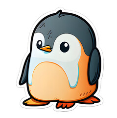 Obraz premium funny animals. Cute animals sticker: forest, farm, domestic, polar in cartoon style. penguin, cat, dog, fox