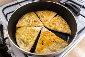 fried tortilla on a white plate. snack.food concept.