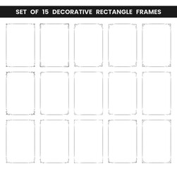 Set of 15 decorative rectangle frame. Rectangle frame vector illustration. Suitable for wedding invitation, aesthetic decoration, social media post, banner, promotion, advertising, etc.