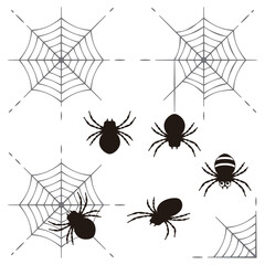 クモとクモの巣　シルエット