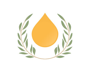 Olive oil drop on the olive leaf vector illustration