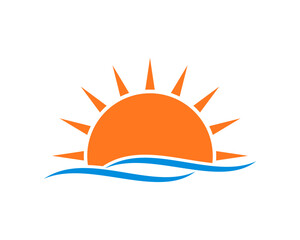 Sunset on the blue water wave vector