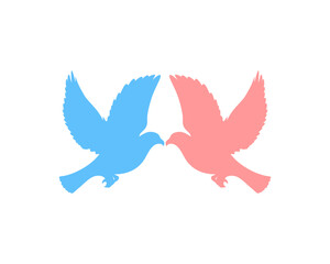 Flying dove head to head vector illustration