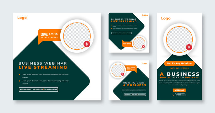 Business Webinar Social Media Post for Online Marketing Promotion Banner, Story and Web Internet Ads Flyer