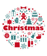 Obraz na płótnie Canvas クリスマスのイラスト素材セット ベクター 円形配置 12月