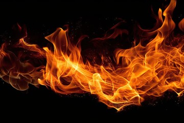 Fototapeta premium detail burn flames emergency balefire element background dangerous background fire danger abstract blazing fire border behaviour isolated colourful black ex beautiful isolated black campfire energy
