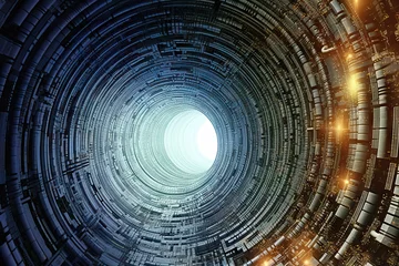 Fotobehang download optic tunnel flow modern server flying search cyberspace hole transfer fly technology internet fiber communcation tunnel information tech background network abs number concept optical blue © sandra