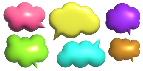 Collection 3d Speech bubbles. Chat dialogue bubble text.