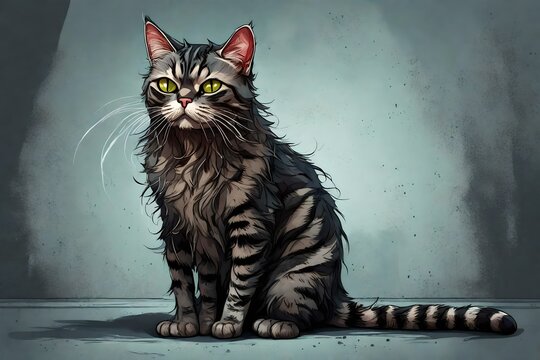 a scary evil zombie cat 