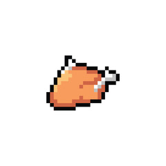 Obraz premium this is meat in pixel art with simple color and white background this item good for presentations,stickers, icons, t shirt design,game asset,logo and your project.