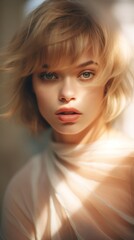 Abstract  portrait of blonde woman with stunning gaze