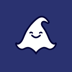 simple, clean, happy ghost, wizard, magic, wand, vector