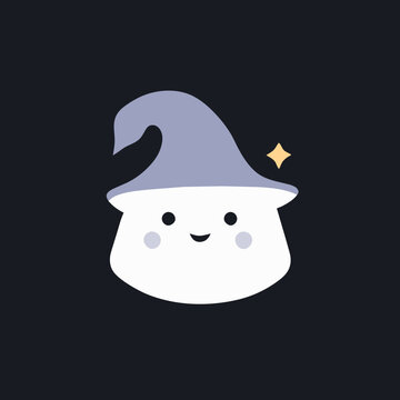 simple, clean, happy ghost, wizard, magic, wand, vector
