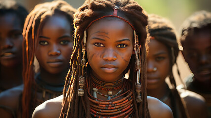 Himba traditional tribes. - obrazy, fototapety, plakaty