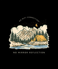 NO WIFI CONNECTION NO MIRROR REFLECTION MOUNTAINS ILLUSTRATION DESIGN