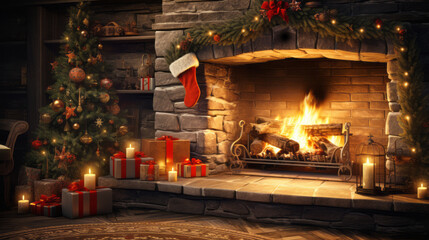 Wrapped presents under the Christmas tree in a cozy festive atmosphere