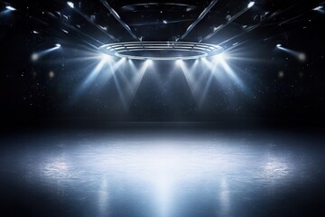 background lights Bright blue ice winter Beautiful ice shines lighting sport spotlights empty Winter rink winter background arena ska background rink empty competition rink Spotlight stadium hockey